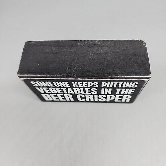 Someone Keeps Putting Vegetables 5"x3" Wooden Novelty Sign Man Cave Black - Picture 2 of 3